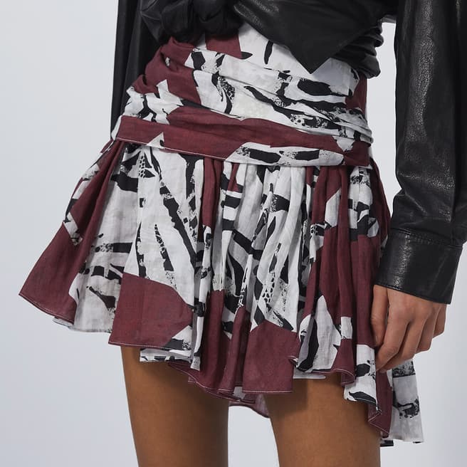 IRO Burgundy Printed Skirt