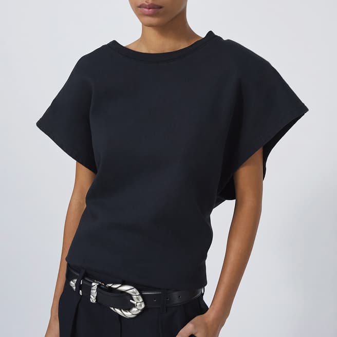 IRO Black Cotton Oversized Sleeve Blouse