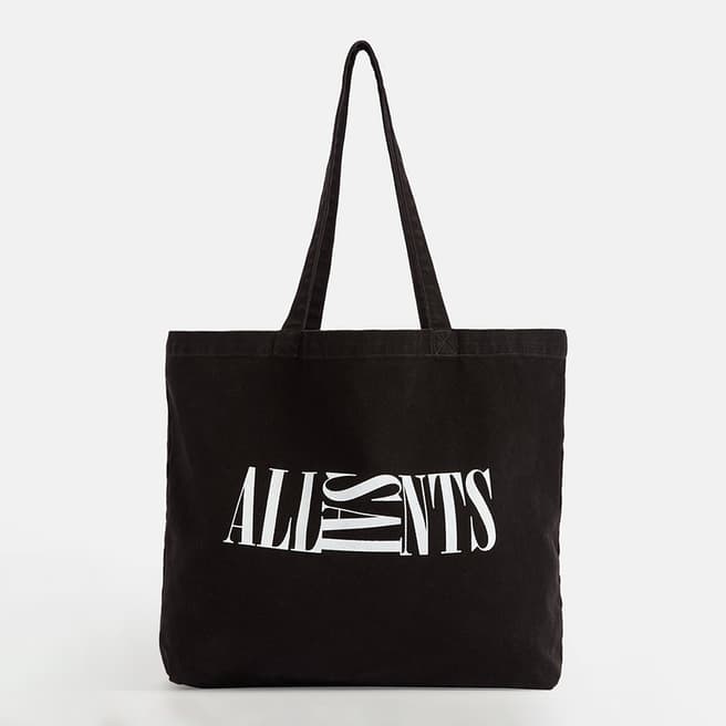 AllSaints Black Oppose Cotton Tote Bag