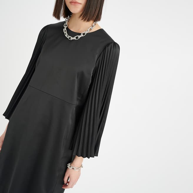 Inwear Black Zilky Pleated Mini Dress