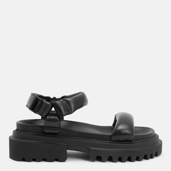 AllSaints Black Helium Leather Sandals