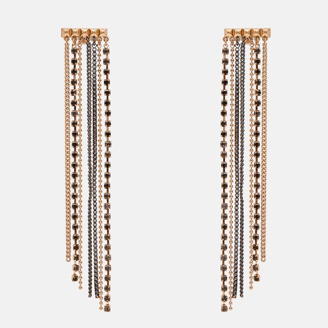 AllSaints Warm Brass/Black Farrah Chain Earrings