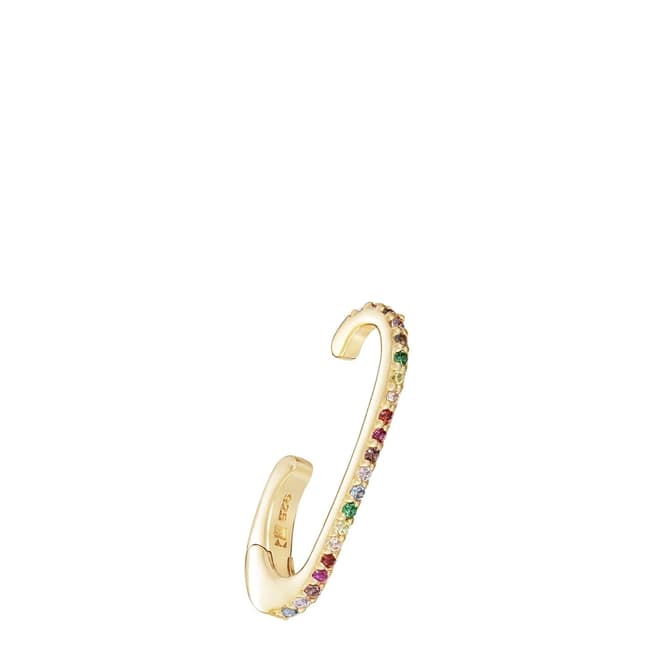 Rosie Fortescue Jewellery Gold Lobe Cuff with Rainbow Stones