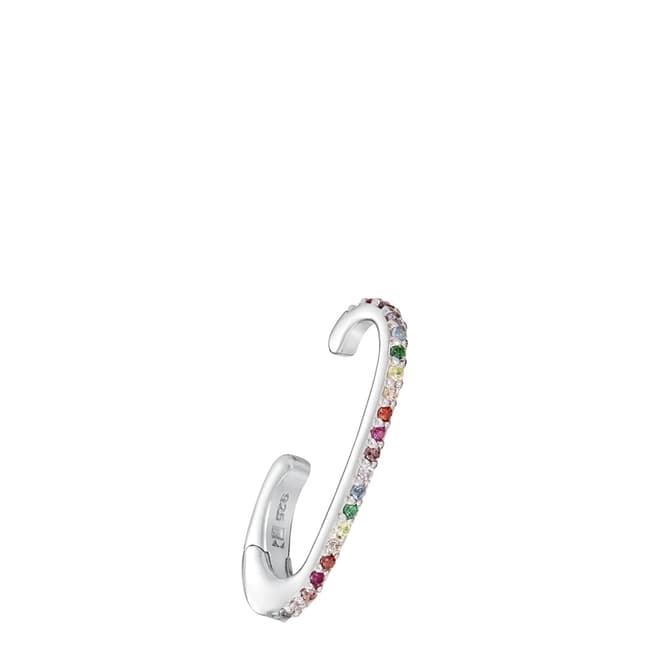 Rosie Fortescue Jewellery Silver Lobe Cuff with Rainbow Stones