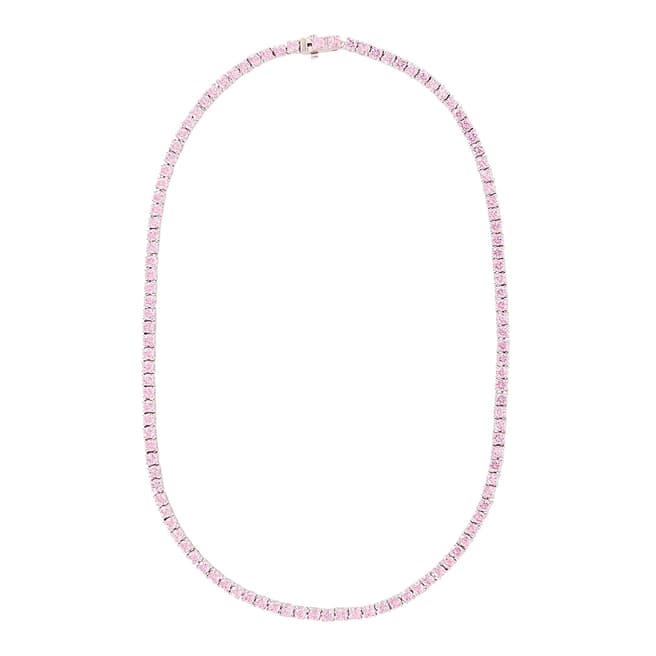 Rosie Fortescue Jewellery Silver Tennis Necklace with Light Pink Stones