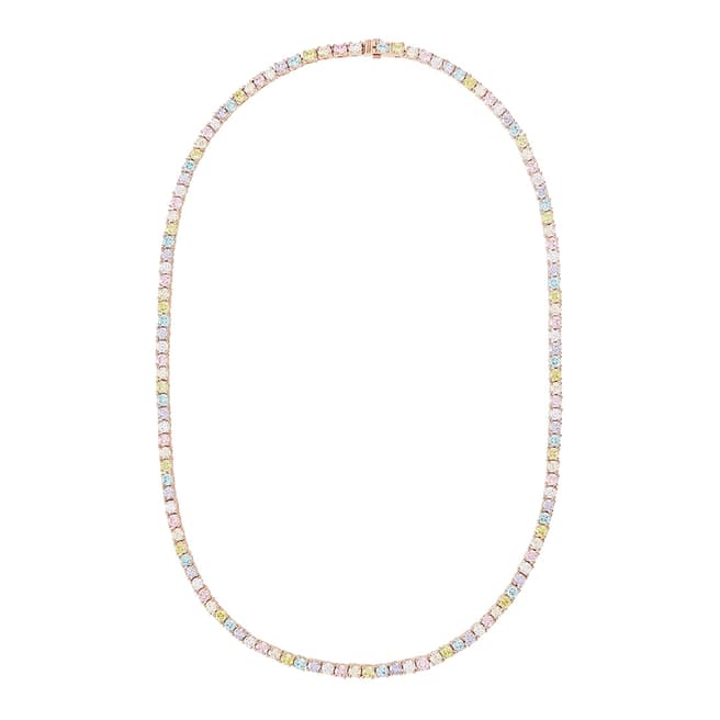 Rosie Fortescue Jewellery Rose Gold Pastel Rainbow Tennis Necklace