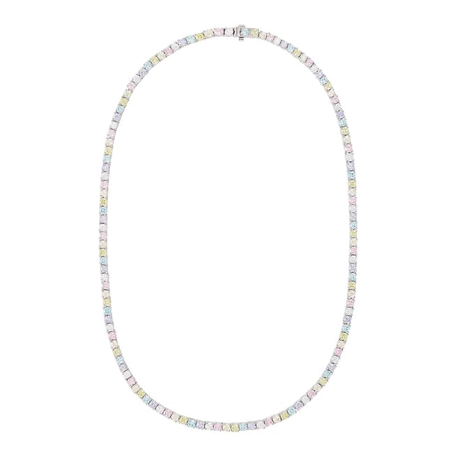 Rosie Fortescue Jewellery Silver Pastel Rainbow Tennis Necklace