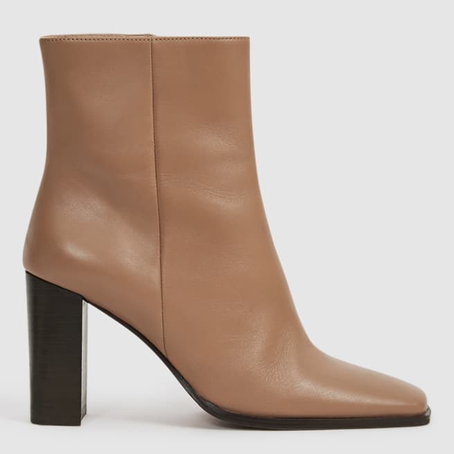 Reiss Camel Casey Leather Heeled Boots