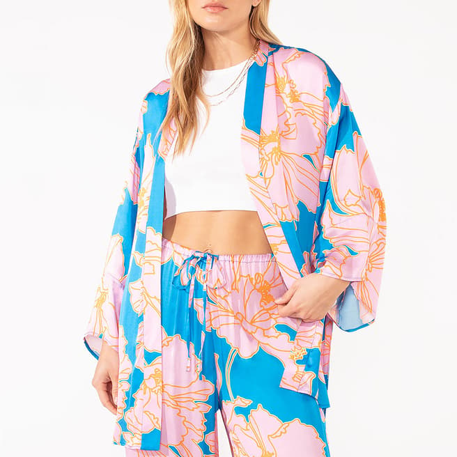 Ro & Zo Blue/Pink Floral Kimono