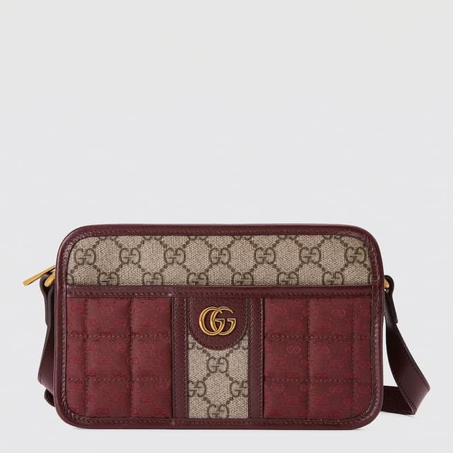 Gucci Gucci Red And Brown Mini GG Canvas Mini Shoulder Bag