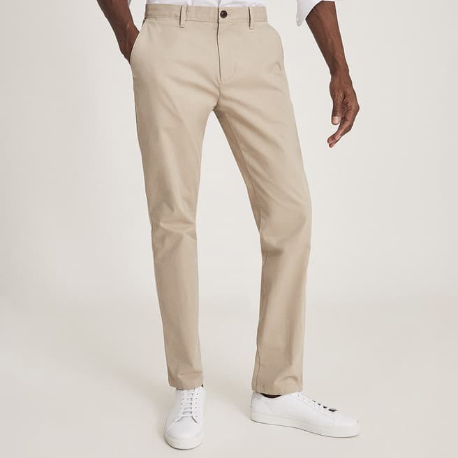 Reiss Sand Pitch Slim Fit Cotton Blend Chinos