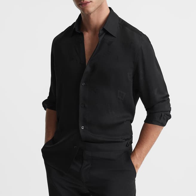 Reiss Black Cocktail Long Sleeve Shirt 