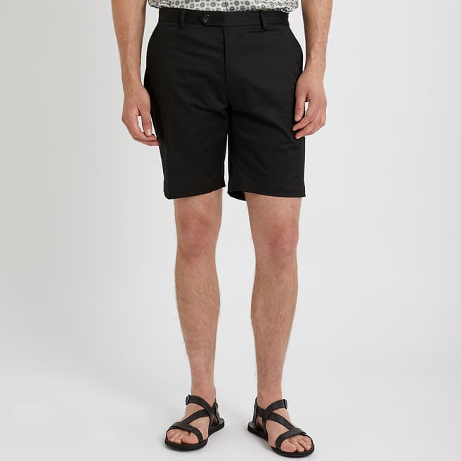 Reiss Black Hampton Cotton Blend Chino Shorts