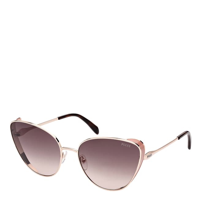 Pucci Shiny Rose Gold Gradient Smoke Sunglasses