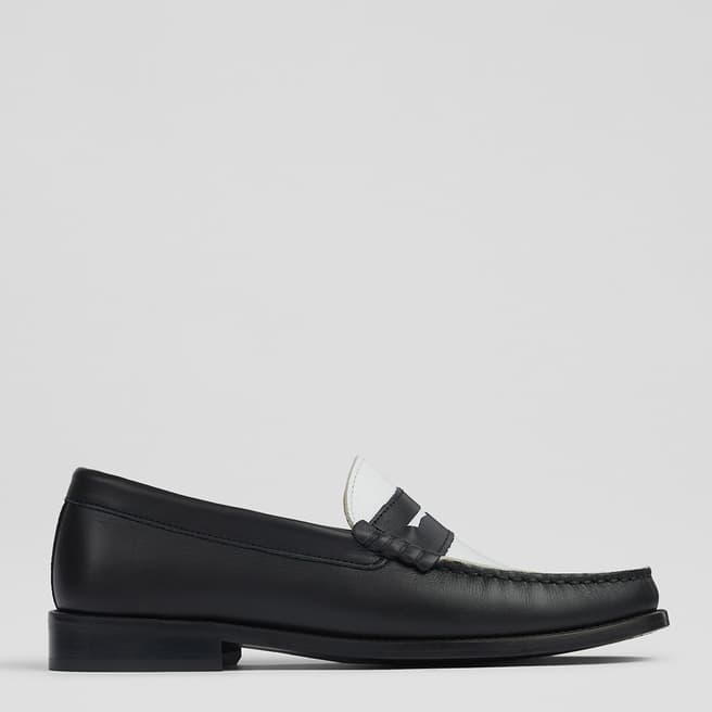 L K Bennett Black/White Leather Solo Loafers 