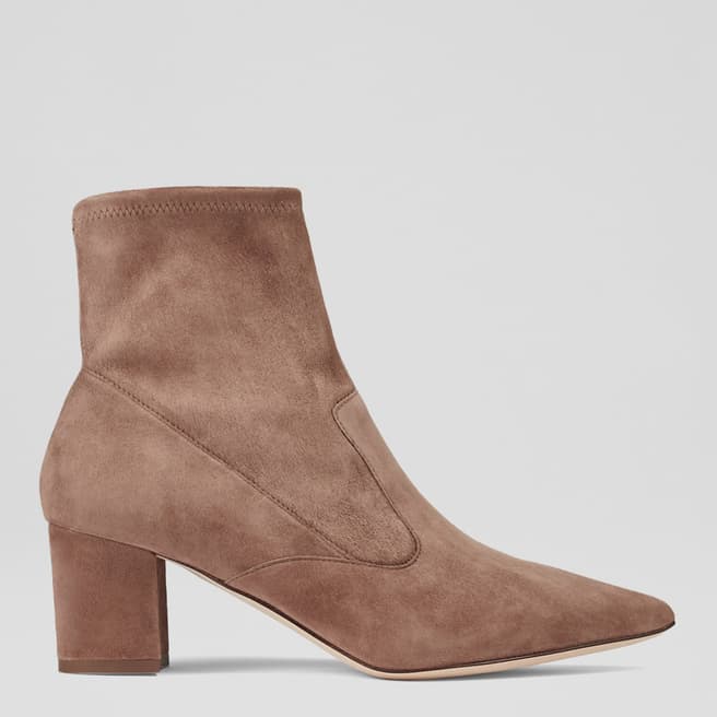 L K Bennett Brown Suede Alina Ankle Boots 