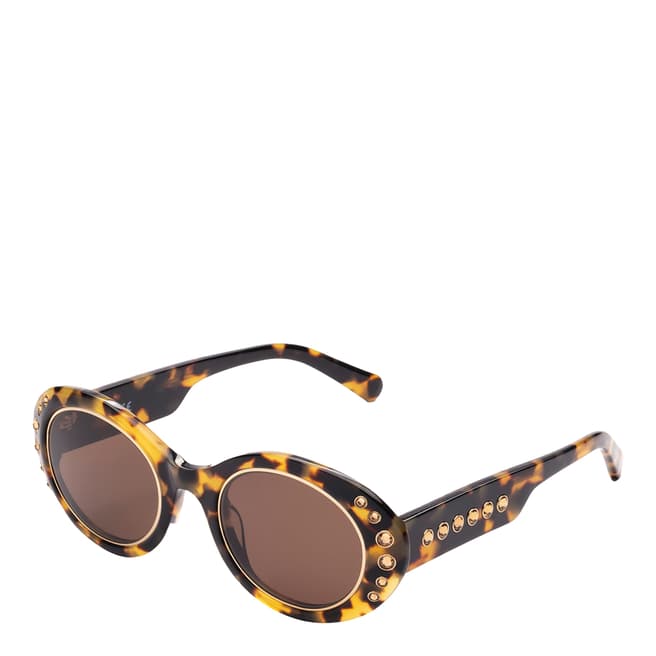 SWAROVSKI Brown Oversized Pave Sunglasses
