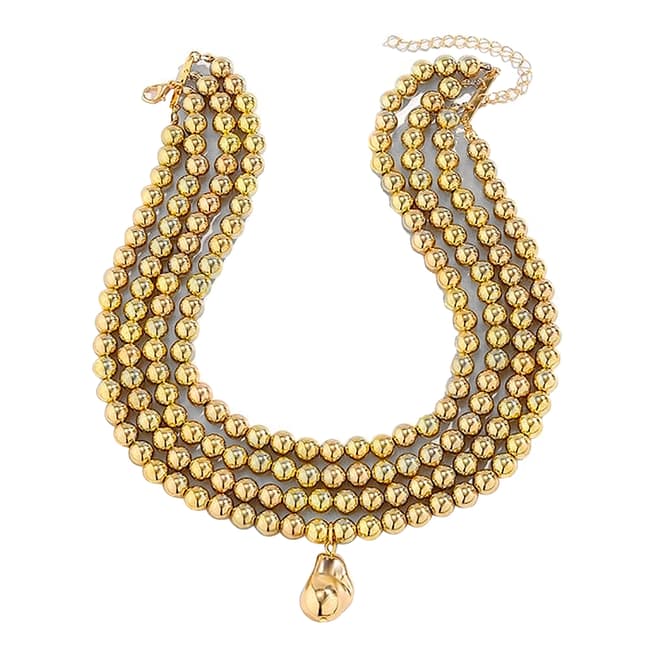 Liv Oliver 18K Gold Multi Layer Baroque Drop Necklace