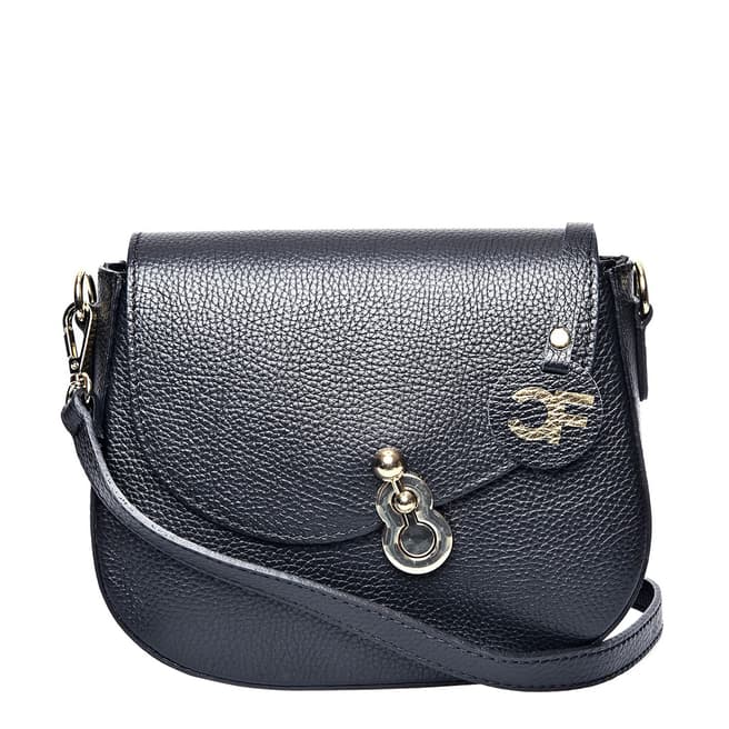 Carla Ferreri Black Italian Leather Shoulder Bag