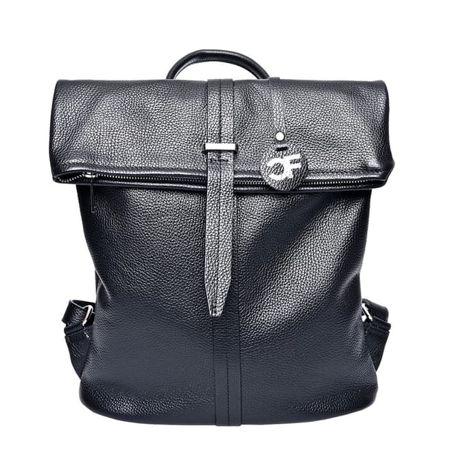 Carla Ferreri Black Italian Leather Backpack