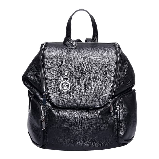 Luisa Vannini Black Italian Leather Backpack