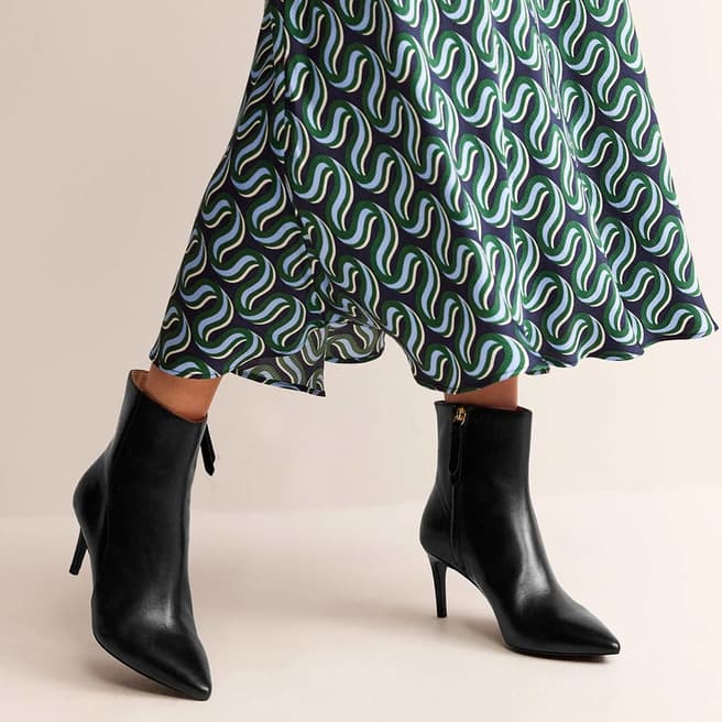 Boden Black Leather Ankle Boots