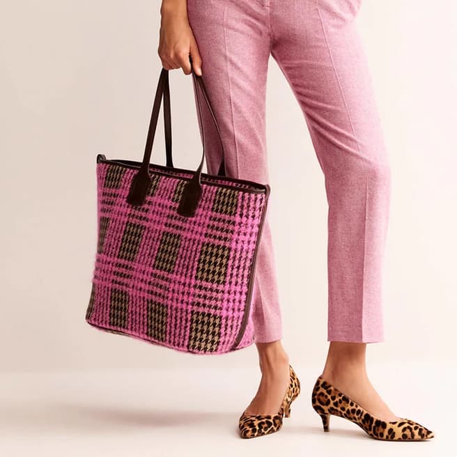 Boden Pink Wool Trapeze Tote Bag