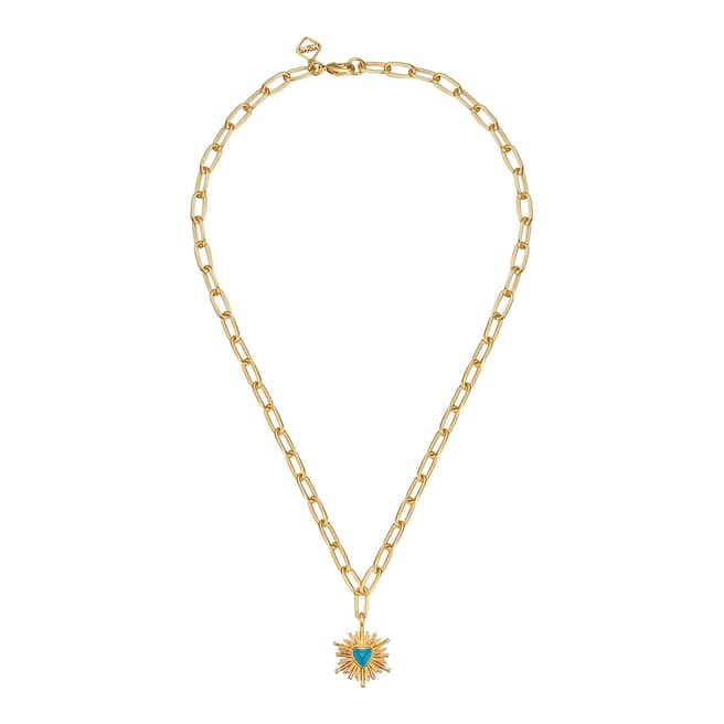 MeMe London 18K Gold Plated Teal Heart Necklace