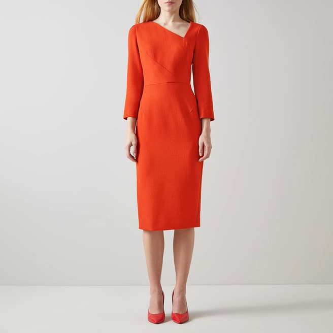 L K Bennett Orange Alexis Wool Dress
