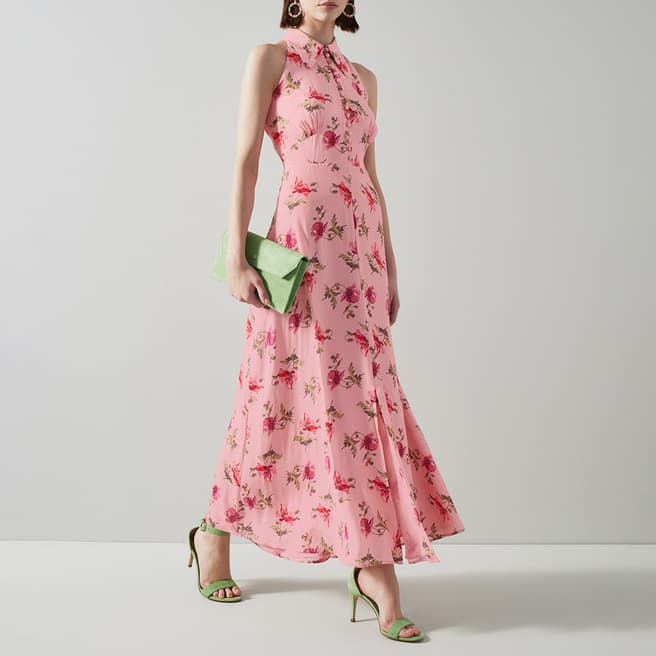 L K Bennett Pink Flori Silk Dress