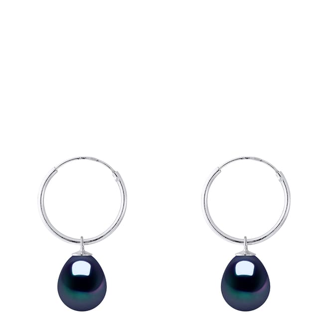 Ateliers Saint Germain Silver & Black Freshwater Pearls Pear Earrings 8-9 mm