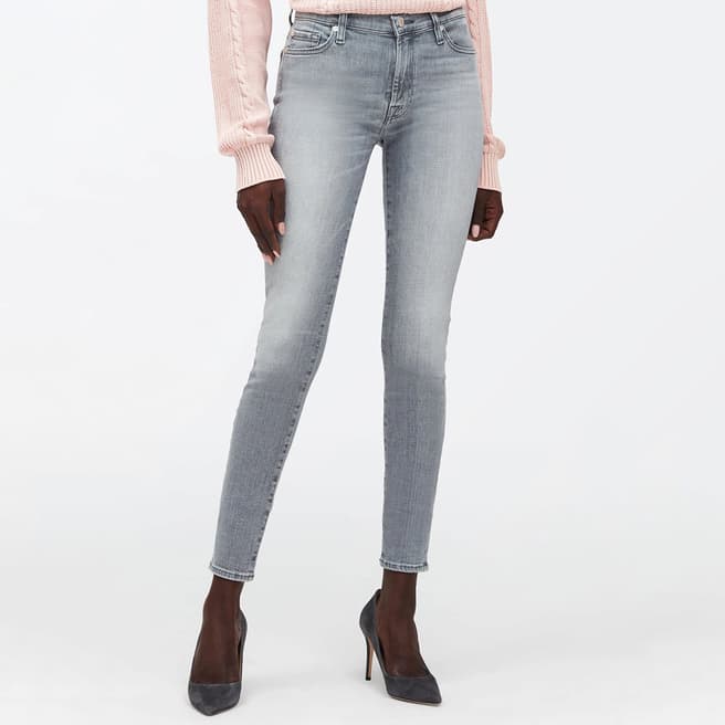 7 For All Mankind Grey High Waisted Skinny Stretch Jeans