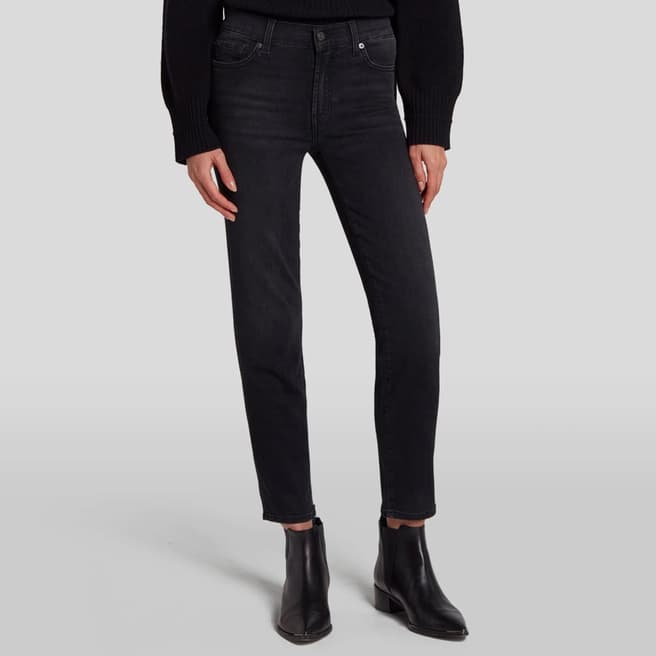 7 For All Mankind Black Roxanne Straight Stretch Jeans
