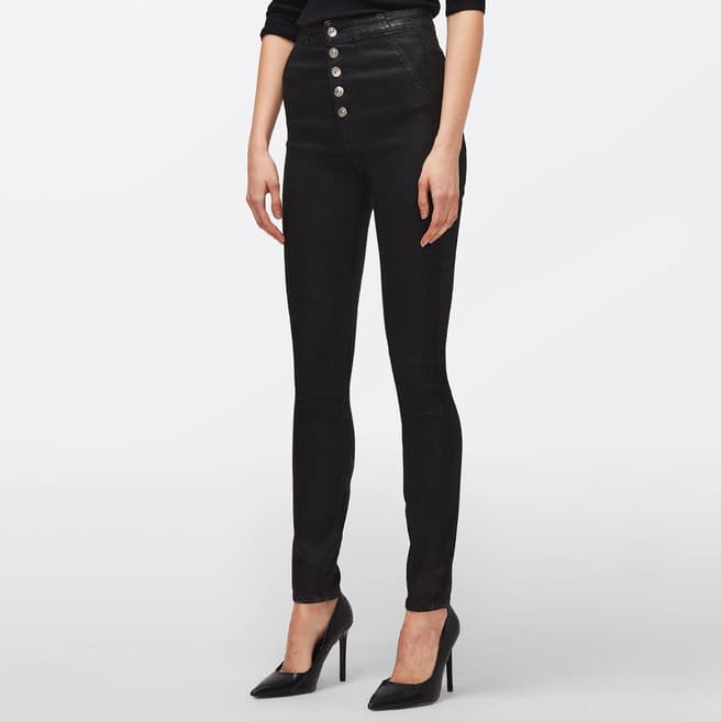 7 For All Mankind Black Sasha Coated Stretch Jeans
