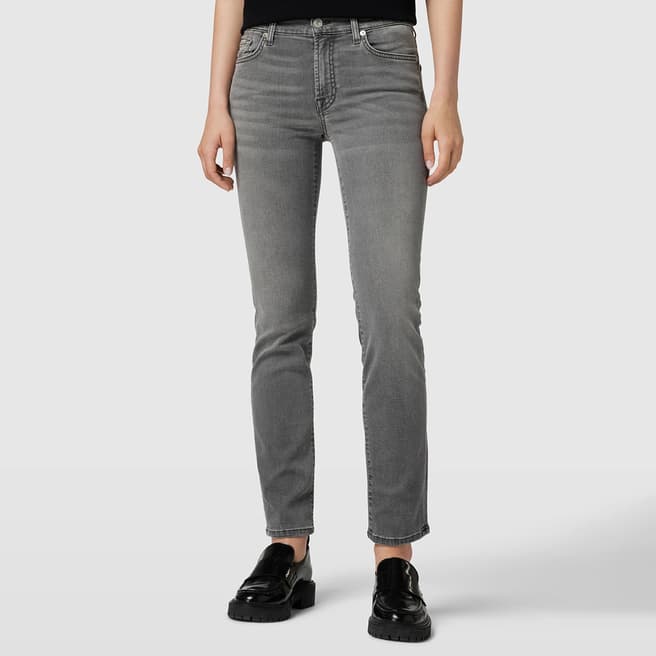 7 For All Mankind Grey Roxanne Straight Stretch Jeans