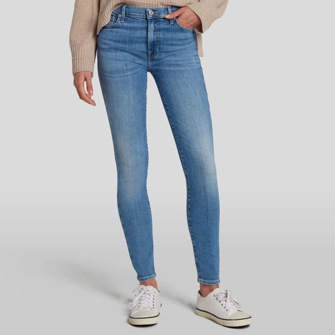 7 For All Mankind Light Blue High Waisted Skinny Stretch Jeans