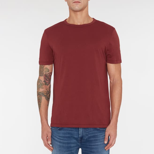 7 For All Mankind Burgundy Featherweight Cotton T-Shirt