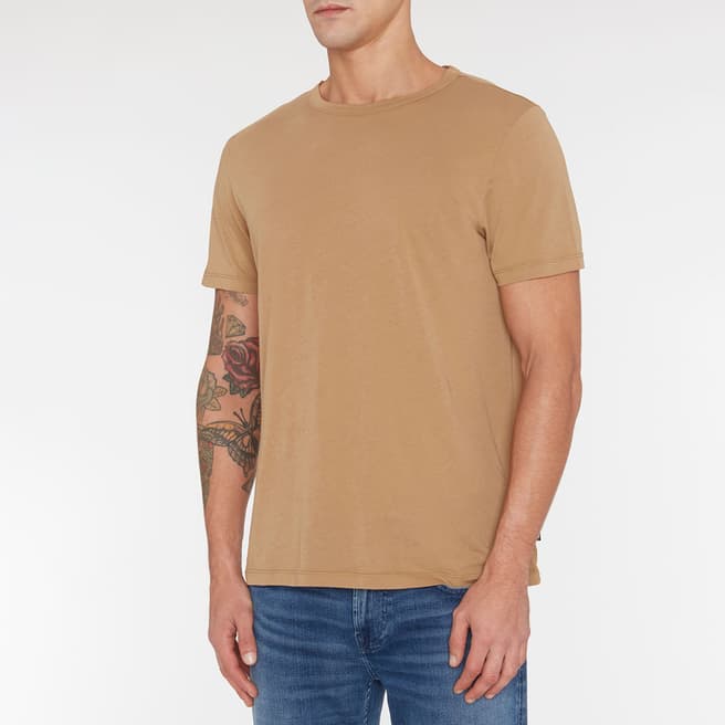 7 For All Mankind Tan Featherweight Cotton T-Shirt