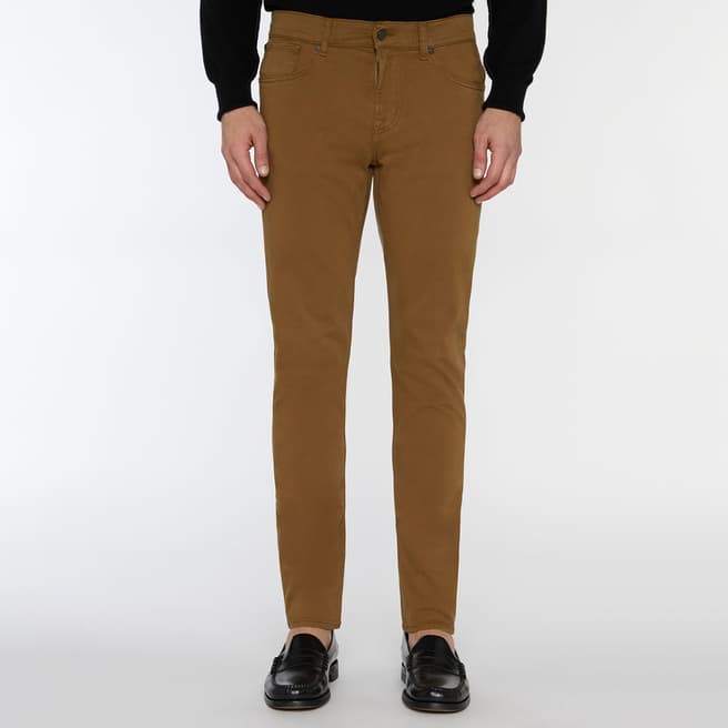 7 For All Mankind Brown Slimmy Tapered Stretch Jeans