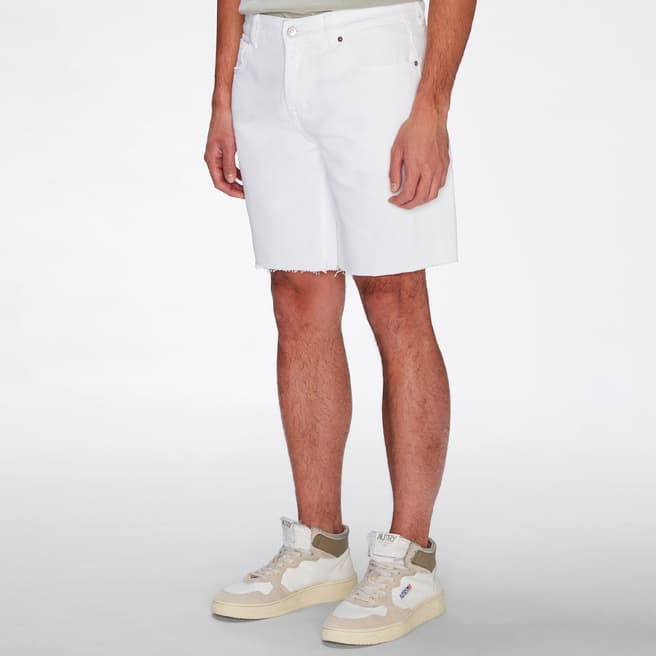 7 For All Mankind White Straight Stretch Shorts