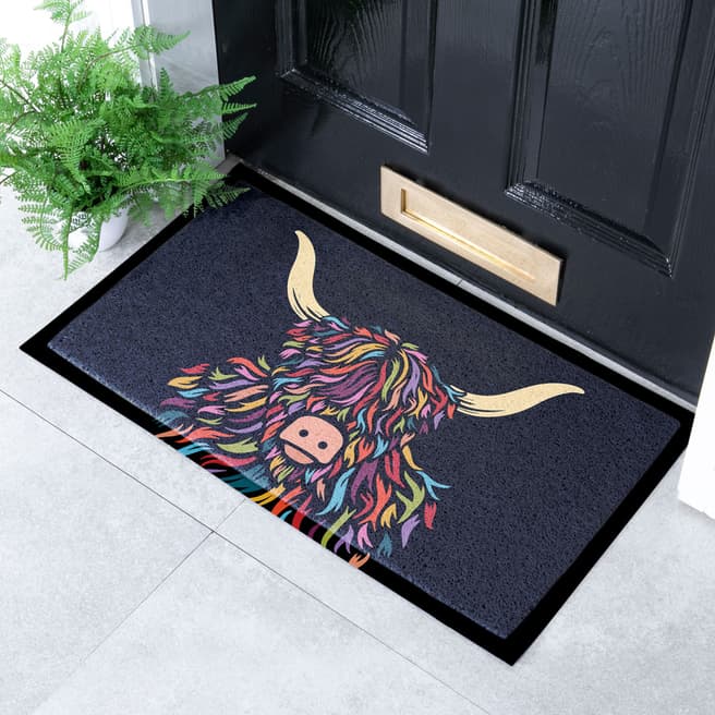 Artsy Doormats Highland Cow Colour Indoor & Outdoor Doormat - 70x40cm