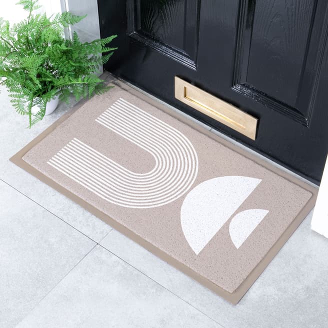 Artsy Doormats Beige Half Moon Abstract Indoor & Outdoor Doormat - 70x40cm
