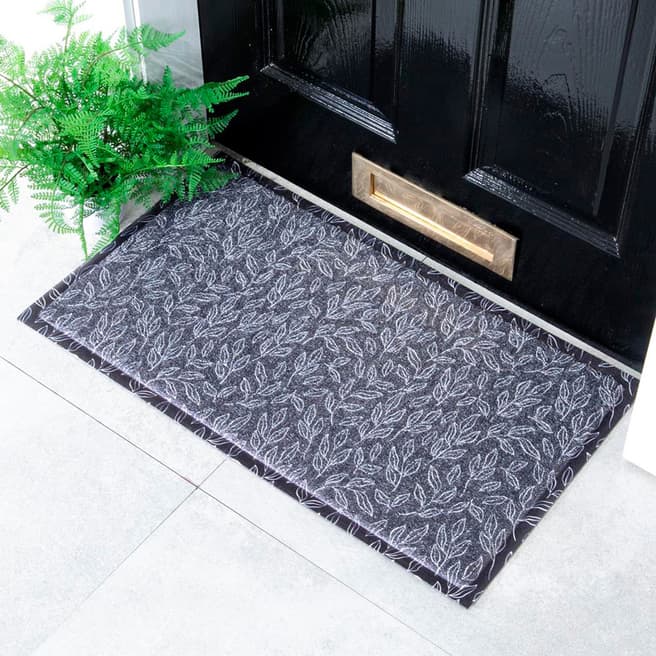Artsy Doormats Navy Leaf Pattern Doormat (70 x 40cm)