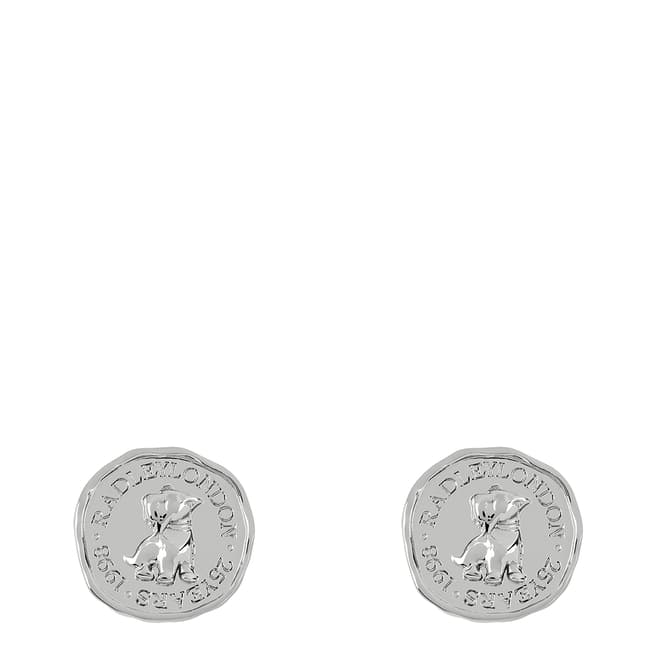 Radley Signature Penny Silver Plated Hammered Penny Stud Earrings