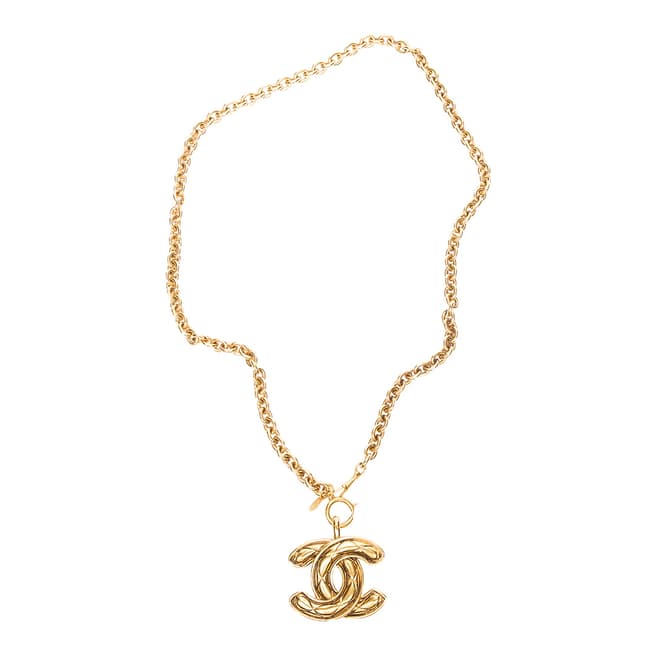 Vintage Chanel Gold Large CC Pendant Chain Necklace Necklace