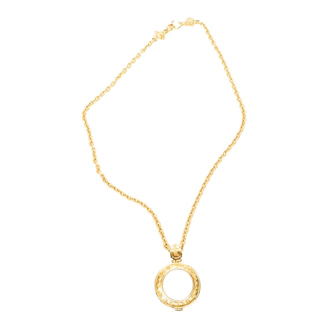 Vintage Chanel Gold Magnifying Glass Pendant Necklace Necklace