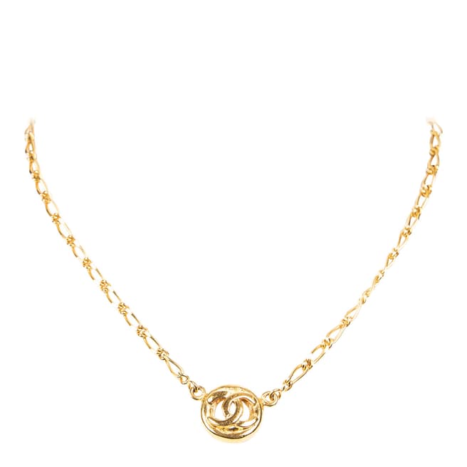 Vintage Chanel Gold Round CC Pendant Chain Necklace Necklace