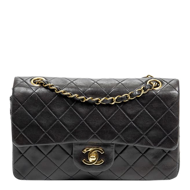 Vintage Chanel Black Classic Double Flap Shoulder Bag