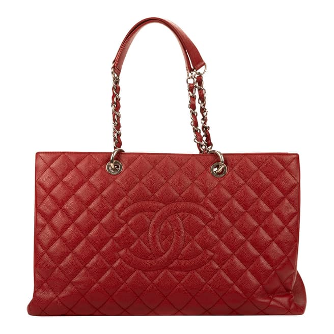 Vintage Chanel Red Logo Shopping Shoulder Bag