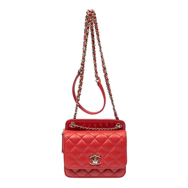 Vintage Chanel Red Mini Back To Back Flap Chain Shoulder Bag